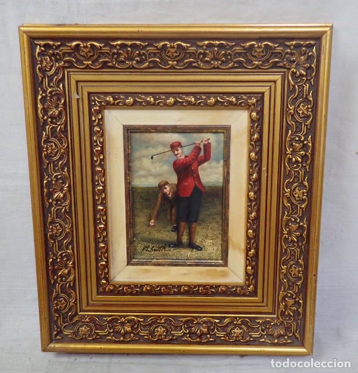 Arte: &Oacute;leo sobre tabla firma a catalogar - Foto 1