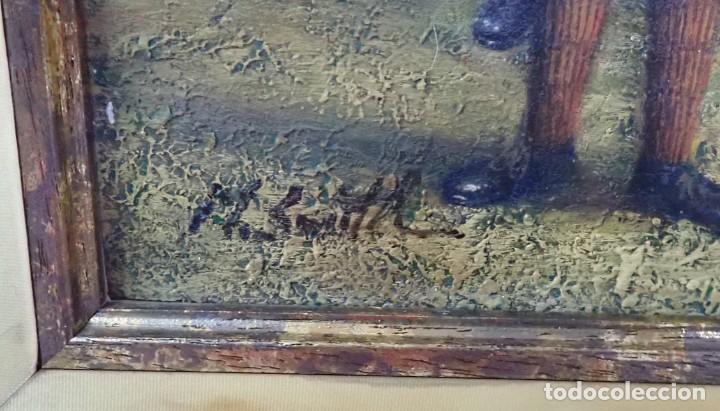 Arte: &Oacute;leo sobre tabla firma a catalogar - Foto 3