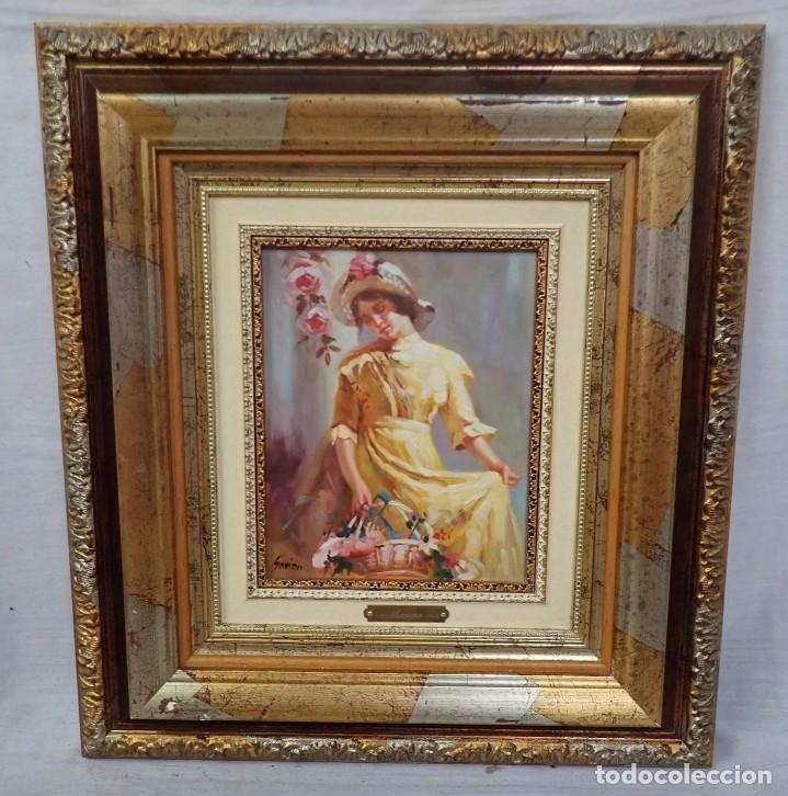 Arte: &Oacute;leo sobre tabla firma a catalogar - Foto 1