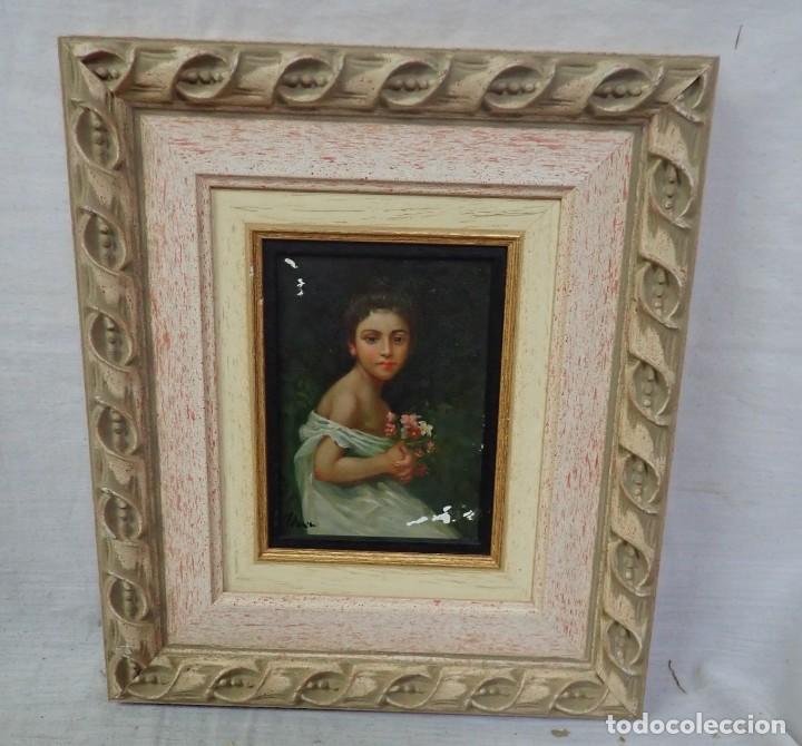 Arte: &Oacute;leo sobre tabla firma a catalogar - Foto 1