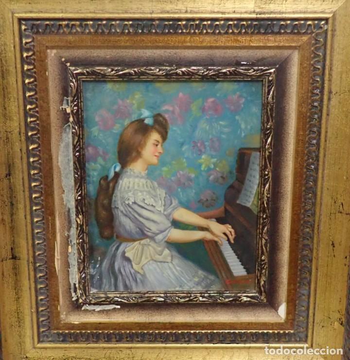 Arte: &Oacute;leo sobre tabla firma a catalogar - Foto 1