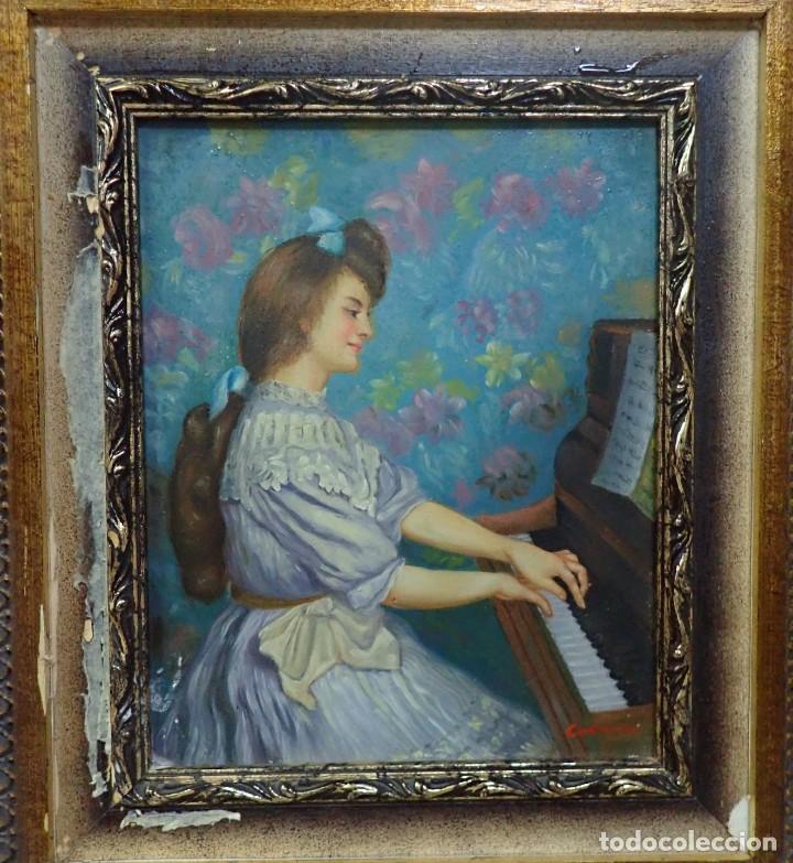 Arte: &Oacute;leo sobre tabla firma a catalogar - Foto 2