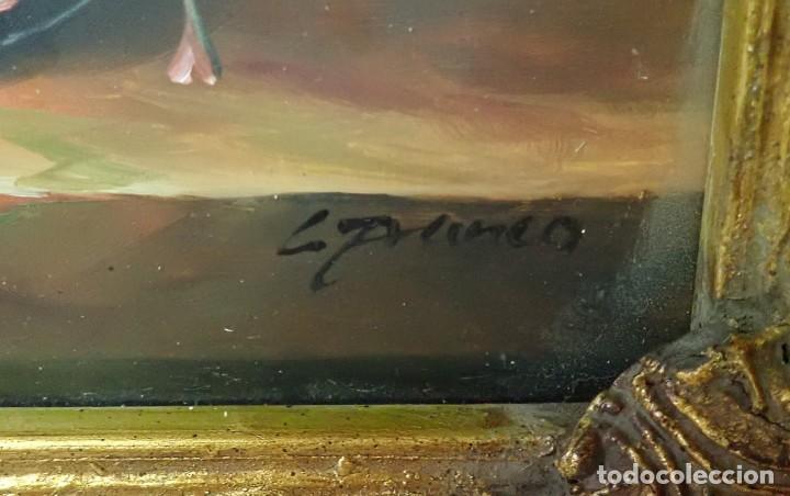 Arte: &Oacute;leo sobre tabla firma a catalogar - Foto 2