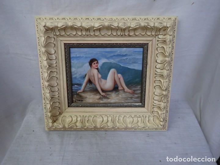 Arte: &Oacute;leo sobre tabla firma a catalogar - Foto 1