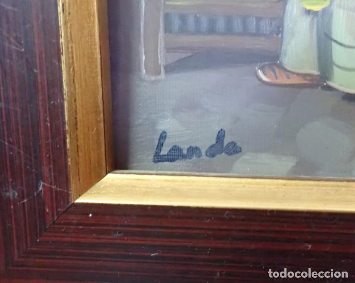 Arte: &Oacute;leo sobre tabla firma landa - Foto 2