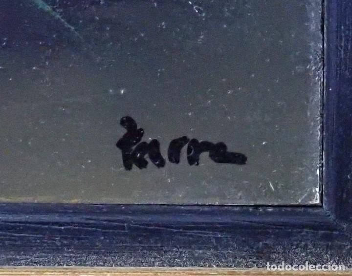 Arte: &Oacute;leo sobre tabla firma a catalogar - Foto 2