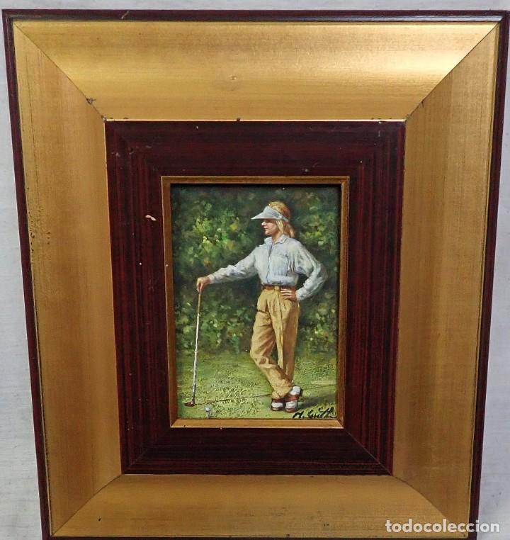 Arte: &Oacute;leo sobre tabla firma a catalogar - Foto 1