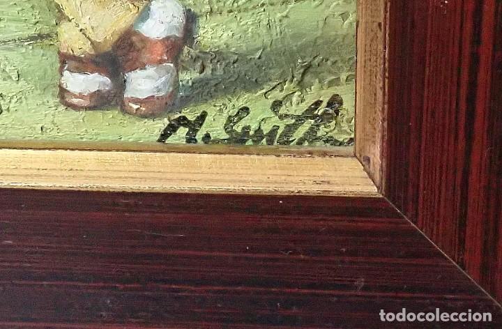 Arte: &Oacute;leo sobre tabla firma a catalogar - Foto 2
