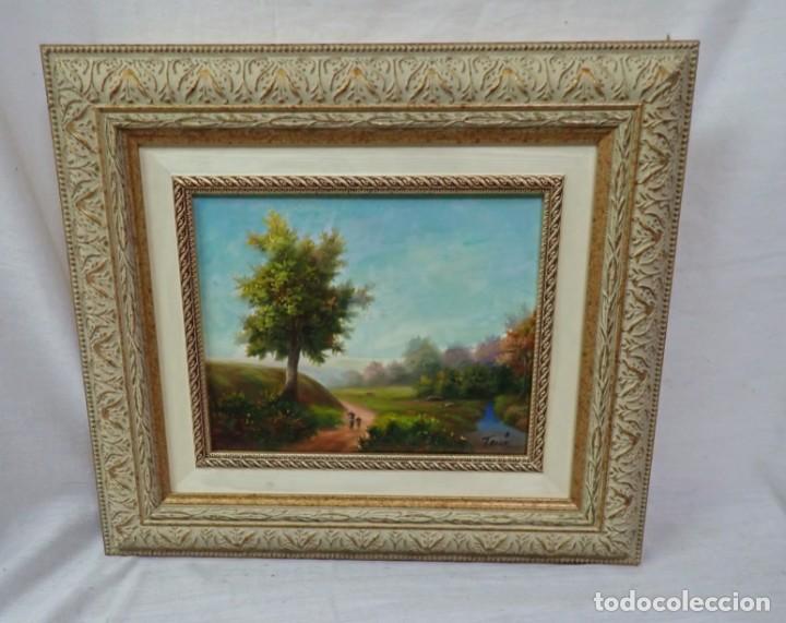 Arte: &Oacute;leo sobre tabla firma a catalogar - Foto 1