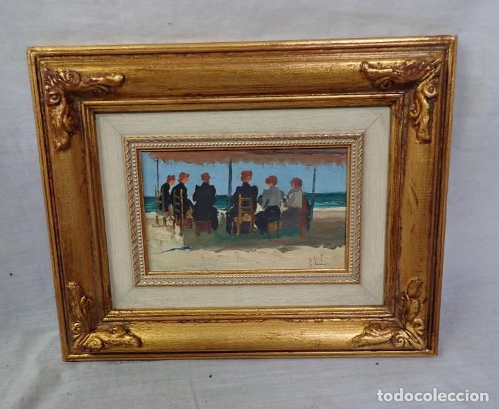 Arte: &Oacute;leo sobre tabla firma a catalogar - Foto 1