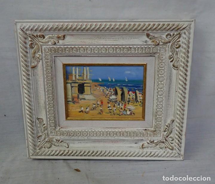 Arte: &Oacute;leo sobre tabla firma a catalogar - Foto 1