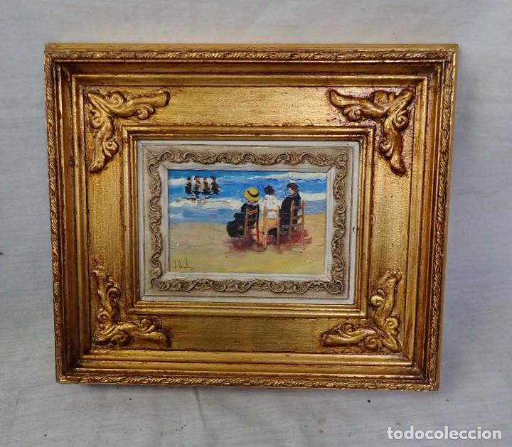 Arte: &Oacute;leo sobre tabla firma a catalogar - Foto 1