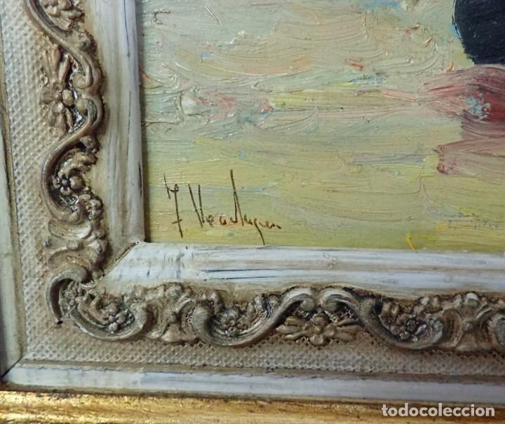 Arte: &Oacute;leo sobre tabla firma a catalogar - Foto 2
