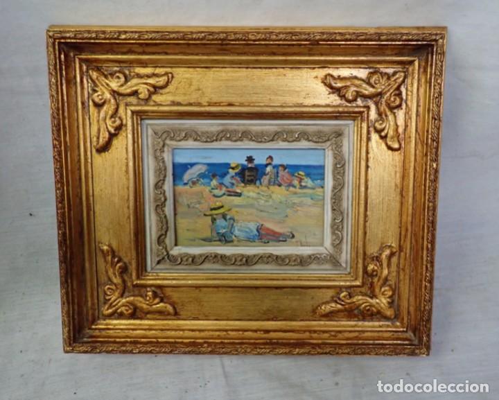 Arte: &Oacute;leo sobre tabla firma a catalogar - Foto 1