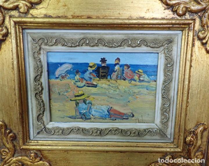 Arte: &Oacute;leo sobre tabla firma a catalogar - Foto 2
