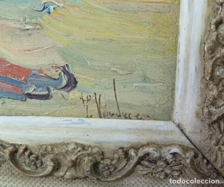 Arte: &Oacute;leo sobre tabla firma a catalogar - Foto 3