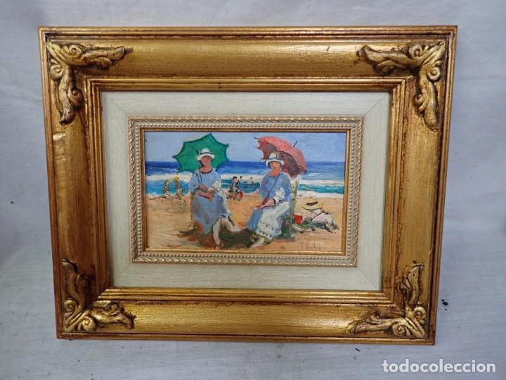Arte: &Oacute;leo sobre tabla firma a catalogar - Foto 1