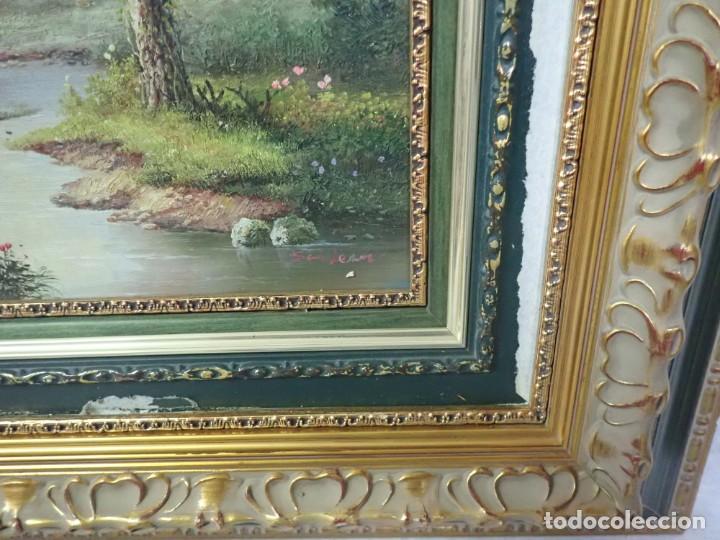 Arte: &Oacute;leo sobre tabla firma a catalogar - Foto 2