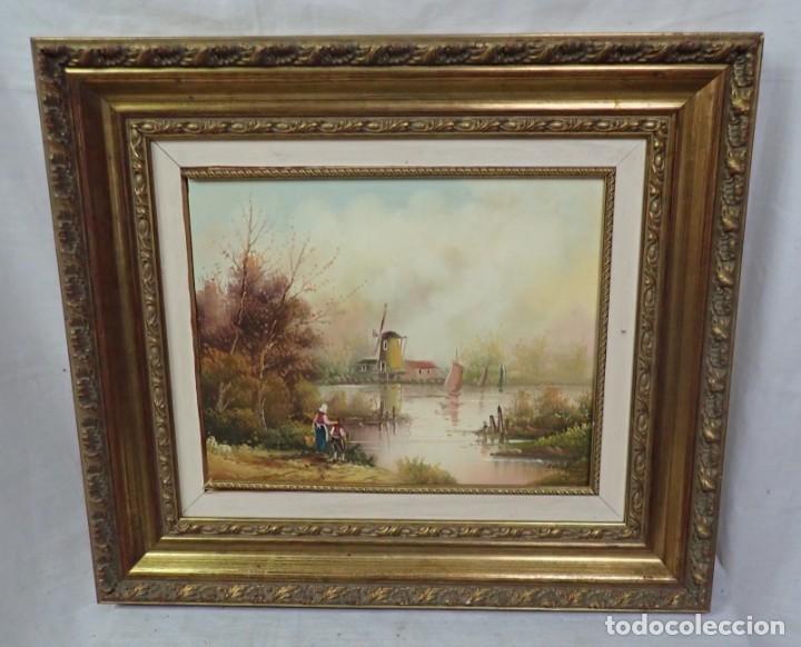 Arte: &Oacute;leo sobre lienzo firma a catalogar - Foto 1