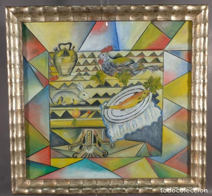 Arte: &Oacute;leo sobre t&aacute;blex Bodeg&oacute;n Firmado M.Berthold 1995 - Foto 1