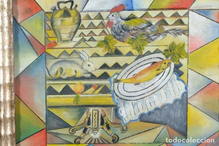 Arte: &Oacute;leo sobre t&aacute;blex Bodeg&oacute;n Firmado M.Berthold 1995 - Foto 2