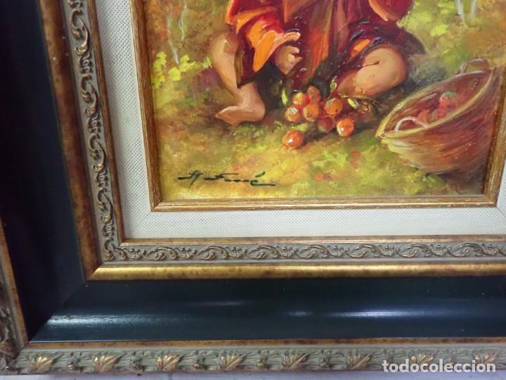 Arte: &Oacute;leo sobre tabla firma a catalogar - Foto 2