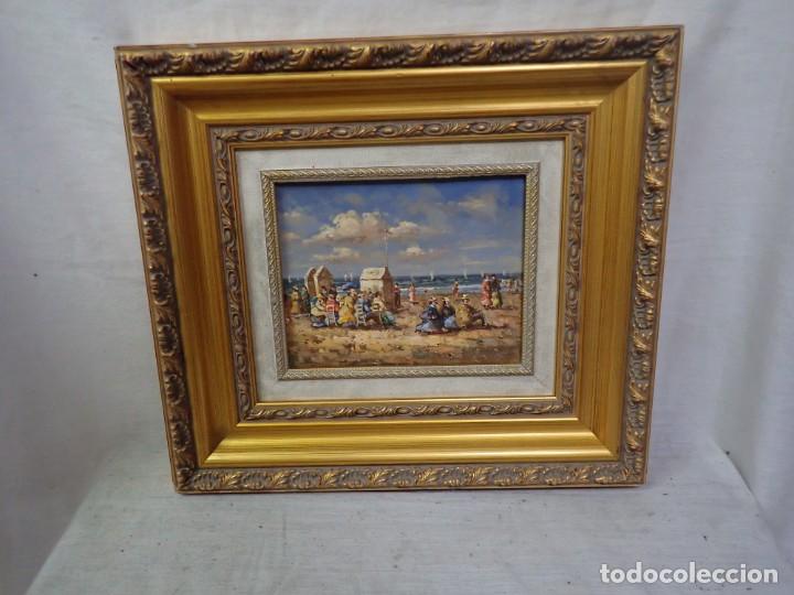 Arte: &Oacute;leo sobre tabla firma a catalogar - Foto 1