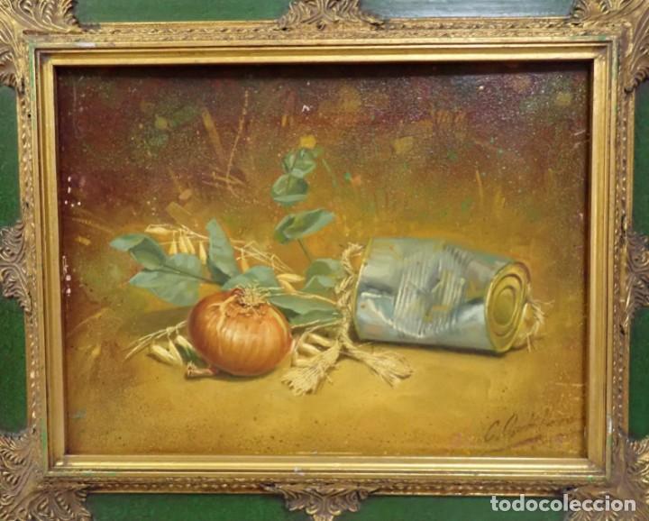 Arte: &Oacute;leo sobre tabla firma a catalogar - Foto 2