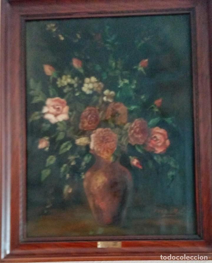 Arte: BLAS BENLLURE Jarr&oacute;n rojo con flores. - Foto 1