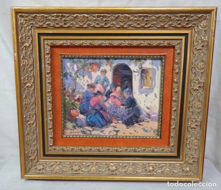 Arte: &Oacute;leo sobre tabla firma a catalogar - Foto 1