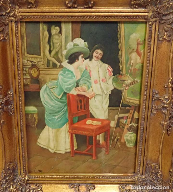 Arte: &Oacute;leo sobre tabla firma a catalogar - Foto 2
