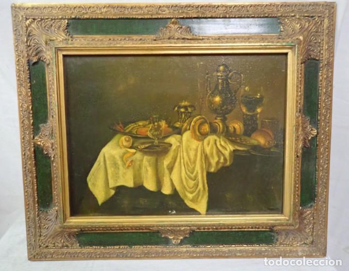 Arte: &Oacute;leo sobre tabla firma a catalogar - Foto 1