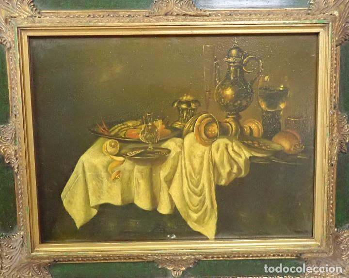 Arte: &Oacute;leo sobre tabla firma a catalogar - Foto 2