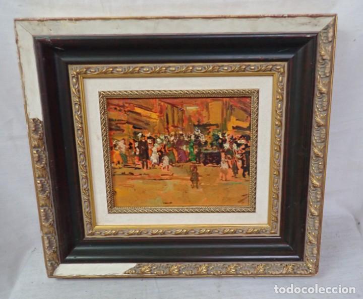 Arte: &Oacute;leo sobre tabla firma a catalogar - Foto 1