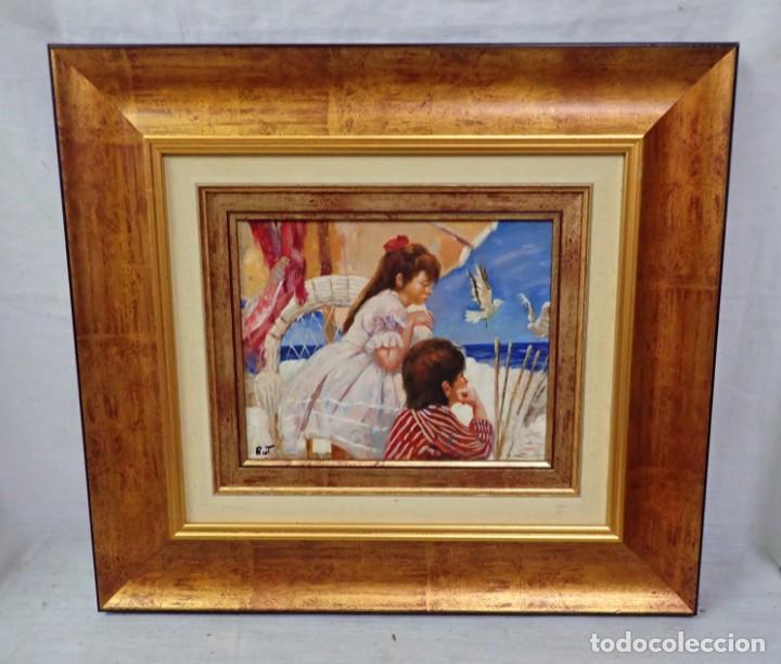 Arte: &Oacute;leo sobre tabla firma rut - Foto 1