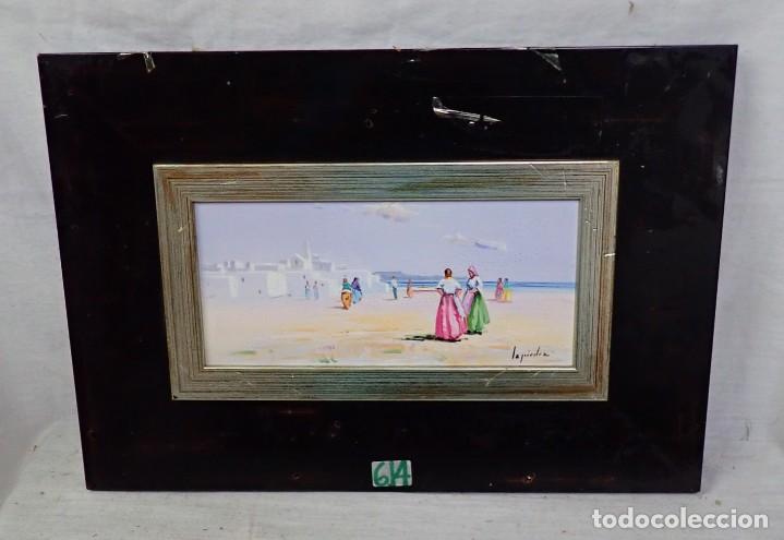 Arte: &Oacute;leo sobre tabla firma lapiedra - Foto 1