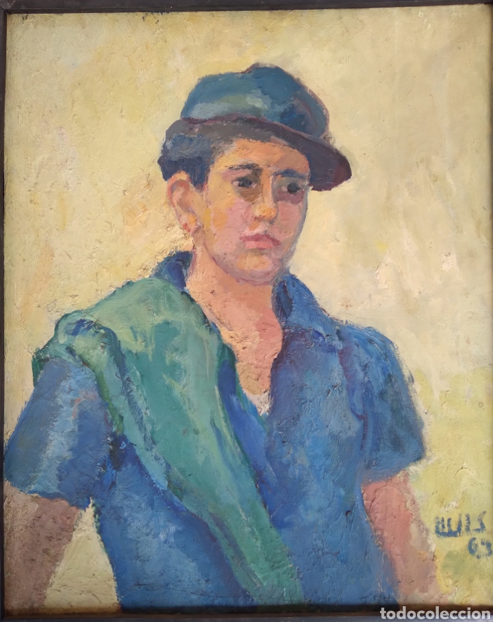 Arte: Retrato de joven firmado Lluis Ortega y datado en 1963