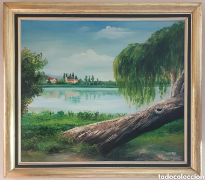 Arte: Joan Fausellas (Vilafreser, 1951)- Paisaje con Lago.Hiperrealismo.Oleo/Tela.Firmado. - Foto 2 - 285653088