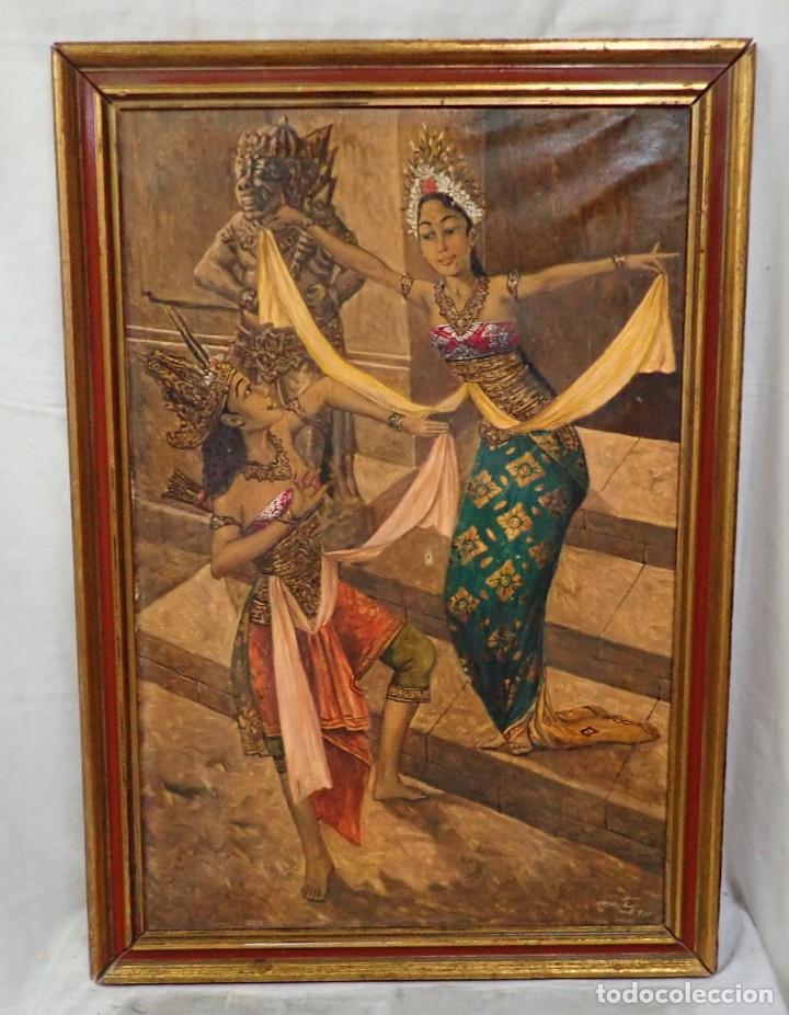 Arte: &Oacute;leo sobre lienzo firma a catalogar - Foto 1
