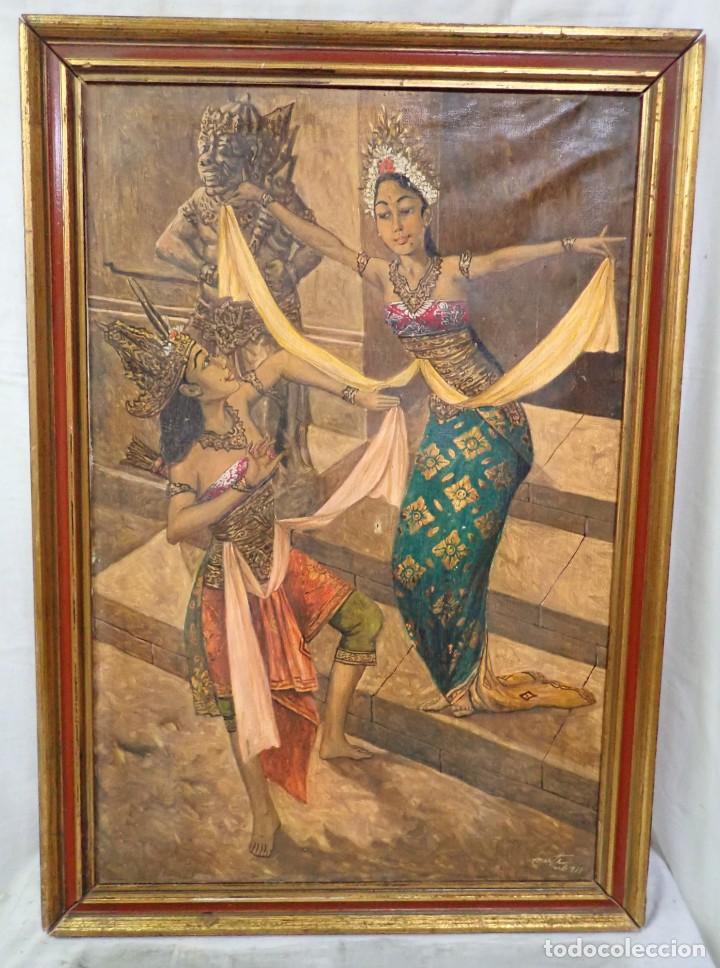 Arte: &Oacute;leo sobre lienzo firma a catalogar - Foto 4
