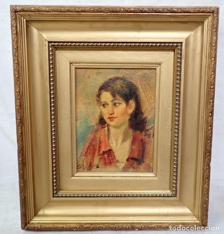 Arte: &Oacute;leo sobre tabla firma a catalogar - Foto 1