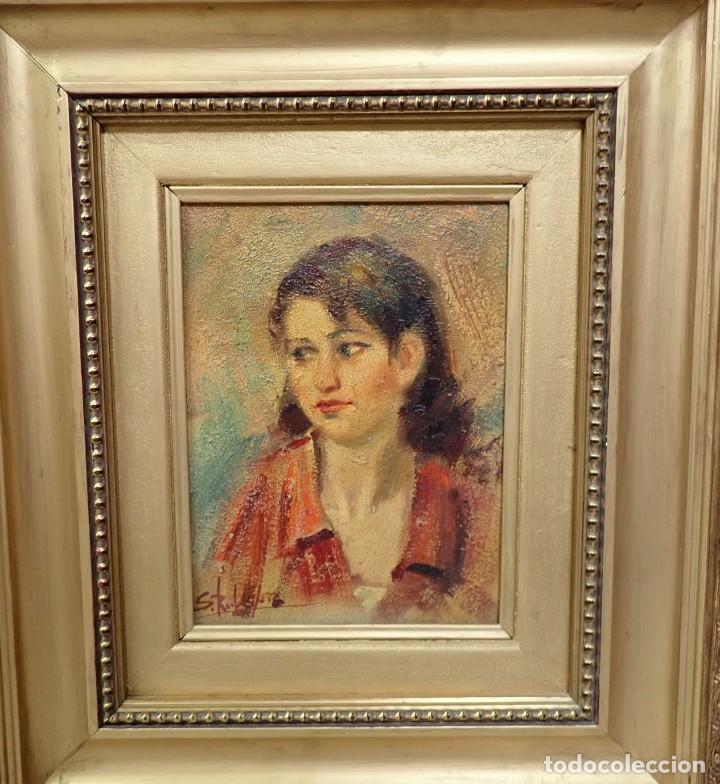 Arte: &Oacute;leo sobre tabla firma a catalogar - Foto 2