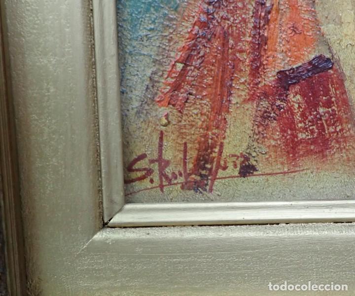 Arte: &Oacute;leo sobre tabla firma a catalogar - Foto 3