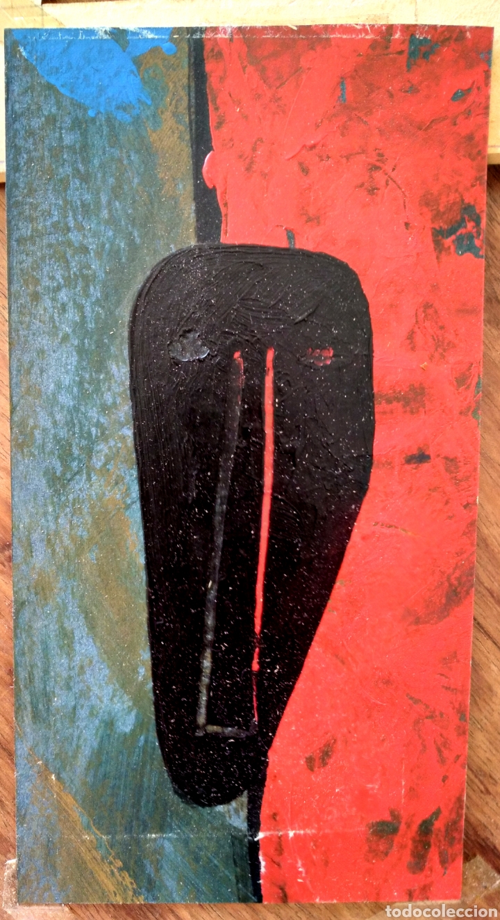 Kunst: M&aacute;scara abstracta en &oacute;leo sobre cart&oacute;n firmada de autor no identificado