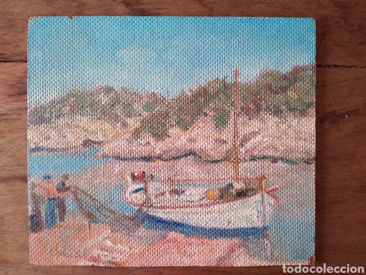 Arte: An&oacute;nimo . Marina con escena de pesca - Foto 1