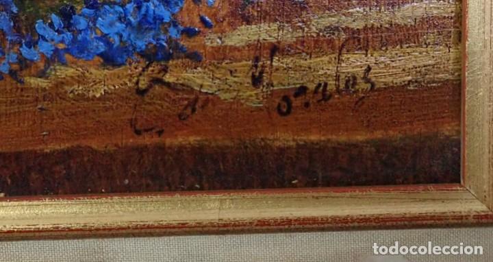 Arte: &Oacute;leo sobre tabla firma a catalogar Ref 1537 - Foto 2
