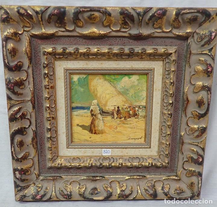 Arte: &Oacute;leo sobre tabla firma a catalogar Ref 1562 - Foto 1