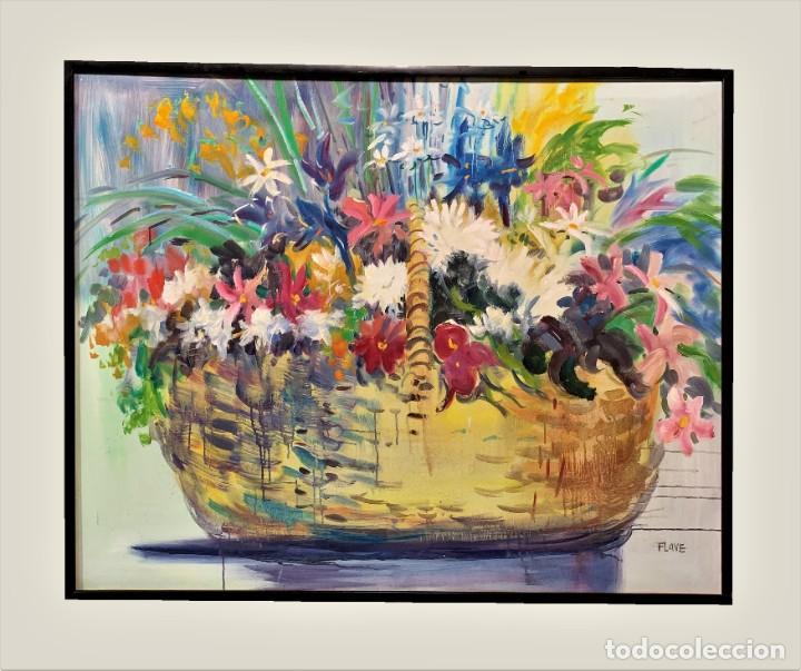 Arte: GRAN FLORERO EN CESTA, ESC. FRANCESA, GRAN FORMATO - Foto 1