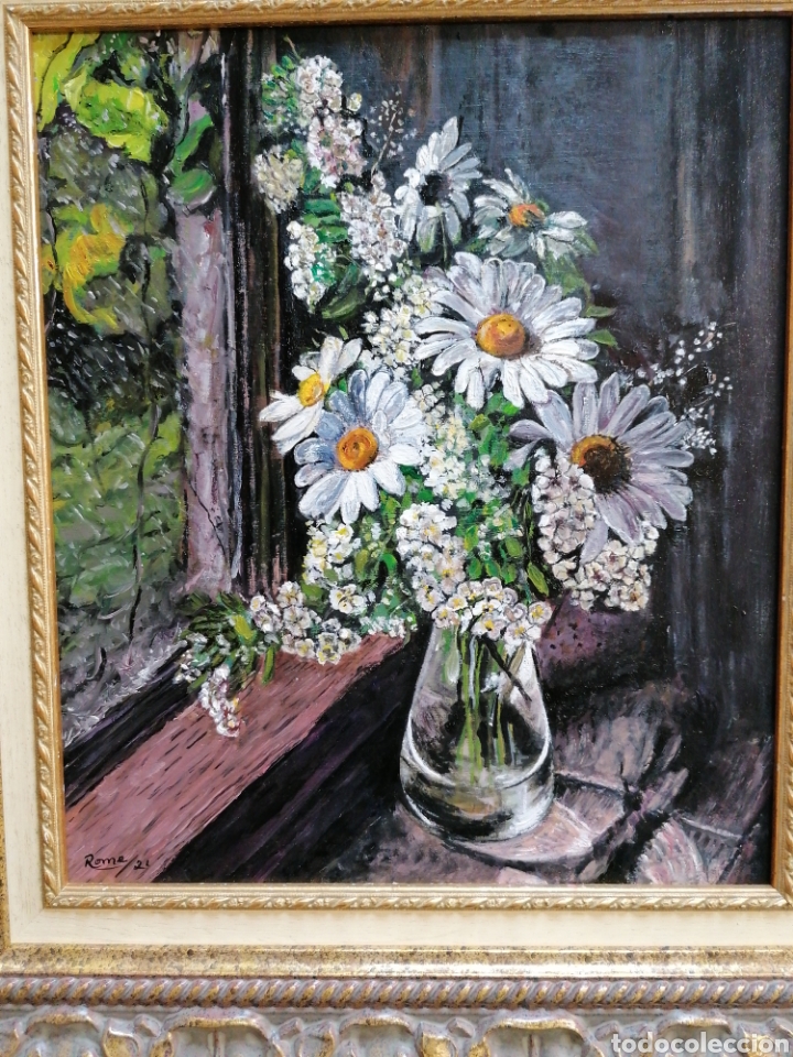 Arte: Bodegon flores oleo enmarcado - Foto 3