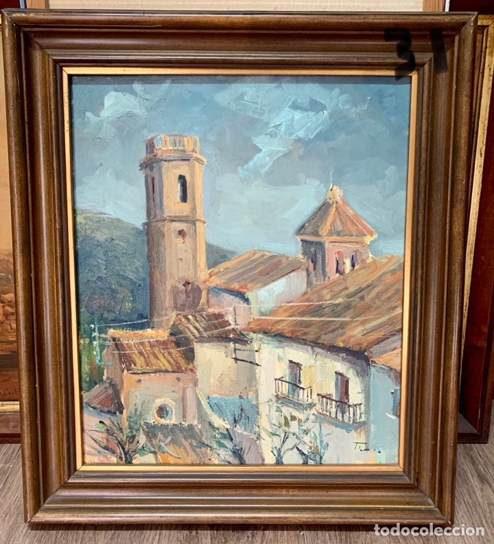 Arte: Tino Izquierdo (1929), Sant Feliu del Rac&oacute;, 45x54 cm obra y 61x69,5 cm con marco.31pm